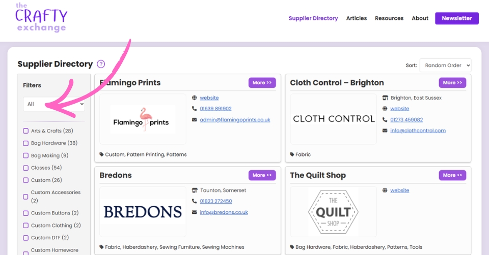 Guide: How to Use The Crafty Exchange Supplier Directory